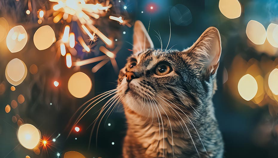 gatos con miedo a fuegos artificiales